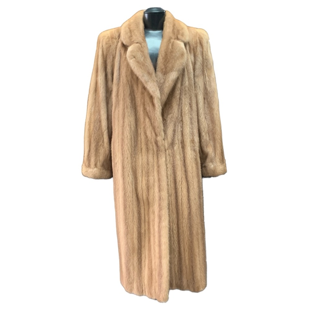 Vintage Genuine Mink Fur Open Front Full Length Coat